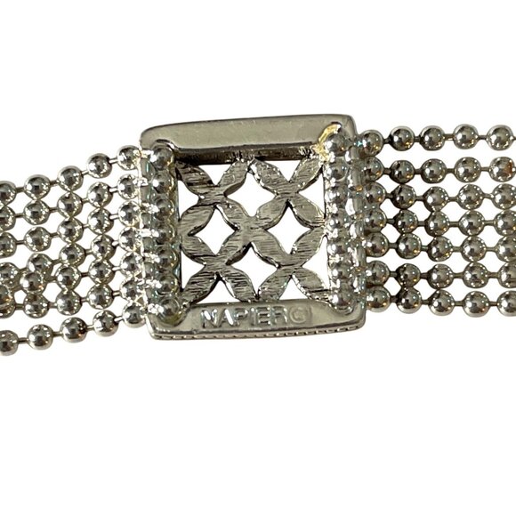 Vintage Napier Gold & Silver-Tone Multi-Strand Bracelet With Geometric Accents - Picture 3 of 9